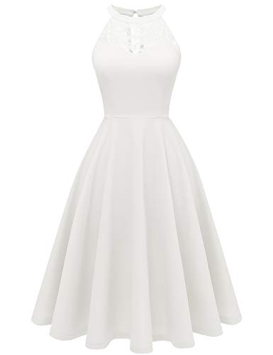 Bbonlinedress Abendkleider elegant für Hochzeit Sommerkleid Damen Neckholder festliches Kleid Brautjungfernkleider...