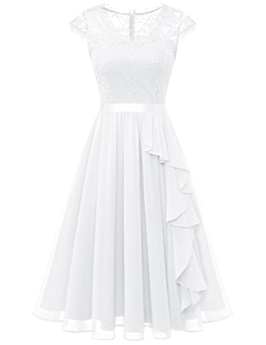 Wedtrend Kleid Brautjungfer Damen Cocktailkleid Festlich Damen Jugendweihe Kleid WT0212 White 2XL