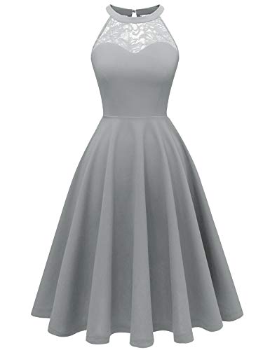 Bbonlinedress Cocktailkleid Damen Abendkleider elegant für Hochzeit festliches Kleid Neckholder Brautjungfernkleider...