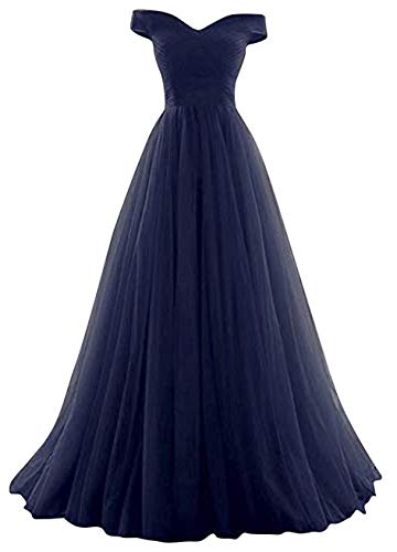 Romantic-Fashion Damen Ballkleid Abendkleid Brautkleid Lang Modell E270-E275 Rüschen Schnürung Tüll DE Dunkelblau...