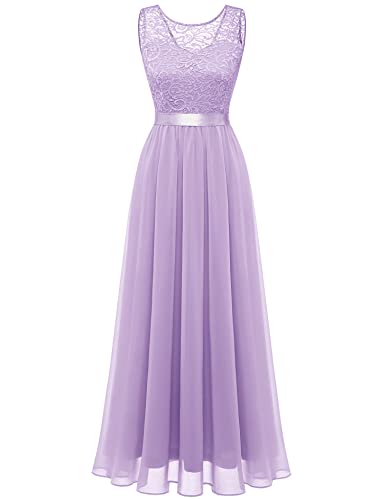 Berylove Abendkleid Lang Elegant für Hochzeit Abschlusskleider Brautjungfernkleid Brautkleid Standesamt Lavendel...