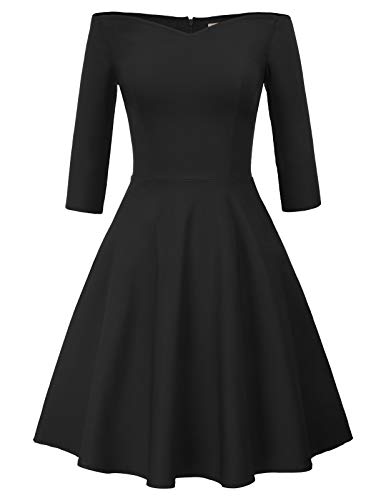 GRACE KARIN cocktailkleider Partykleider 50s Kleider Damen Vintage Kleid Weihnachten schwarz Kleid CL823-1 S