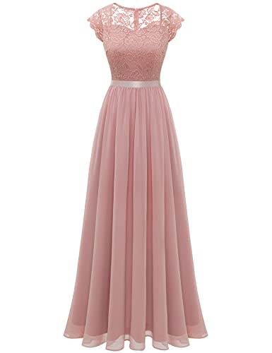 MuaDress Jugendweihe Kleider Lang Abendkleider Elegant Chiffonkleid Ballkleid Brautjungfernkleider Cocktailkleid Blush...