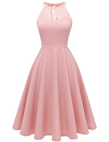 Bbonlinedress Abendkleider elegant für Hochzeit Winterkleid Damen Festliche Kleider Neckholder Cocktailkleid...