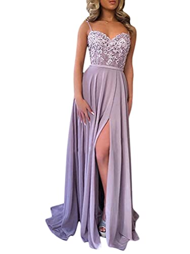 ORANDESIGNE Festliche Kleider Abschlussball Kleider Damen Lang Spitzenkleid A Linie Spaghetti Kleid Cocktailkleid...