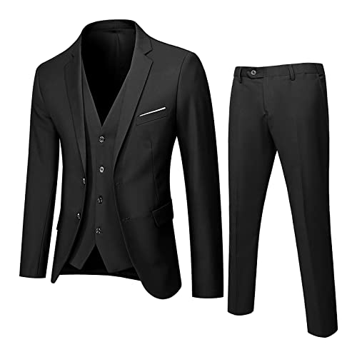 Herren Anzug 3 Teilig Modern Fit Hochzeit Anzüge Komplett Business Blazer 3-teiliger Jacke Weste Hosenanzug Slim Fit...