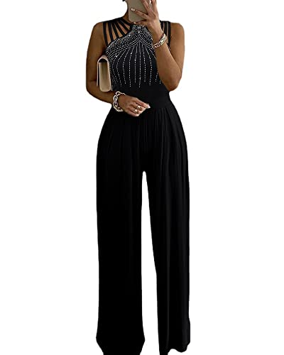 shownicer Jumpsuit Damen Sommer Halfter Overall Armellos Einteiler Elegant Lang Hosenanzug Playsuit Jogginganzug Romper...