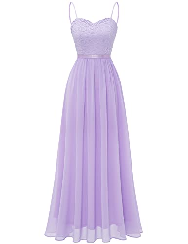 DRESSTELLS Damen Ärmellos Abendkleider Maxi Lang Ballkleid Chiffon Spitzen Brautjungfernkleider Hochzeitskleider für...