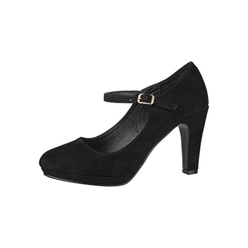 Elara Damen Pumps Riemchen High Heels Vintage Chunkyrayan New BL692 Black-40