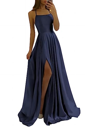 xxxiticat Damen Elegant Lange Ballkleider Satin A-Linie Hochzeitskleid Abendkleider Sexy Neckholder Spaghetti Brautkleid...