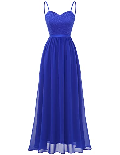 DRESSTELLS Damen Ballkleid Maxi Lang Abendkleider Chiffon Spitzen Brautjungfernkleider Bodenlang Cocktailkleid mit...