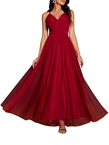 ZAFUL Damen Kleid, Damen Elegant Rückenfreies Kleid Kreuzgurt Spaghettiträger,Sommerkleid V-Ausschnitt...