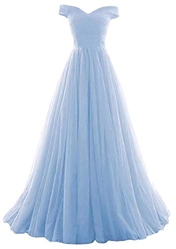 Romantic-Fashion Damen Ballkleid Abendkleid Brautkleid Lang Modell E270-E275 Rüschen Schnürung Tüll DE Hellblau...