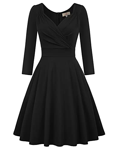 GRACE KARIN 50s Kleid Rockabilly 3/4arm Partykleid Damen Vintage Kleider 50er Jahre Partykleider CL646-1 M