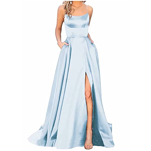 Elegant Summer Rmellose Spaghetti Cocktailkleid Frauen Satin Off Shoulder Schlichtes Cocktailkleid Langes Elastisch...