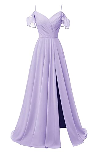 TANPAUL V-Ausschnitt Brautjungfernkleiderer Chiffon Spaghettiträger Abendkleid mit Schlitz Navy 38