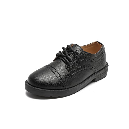 PPXID Jungen Schnürhalbschuhe Schule Uniform Hochzeit Anzugschuhe,Schwarz,36 EU