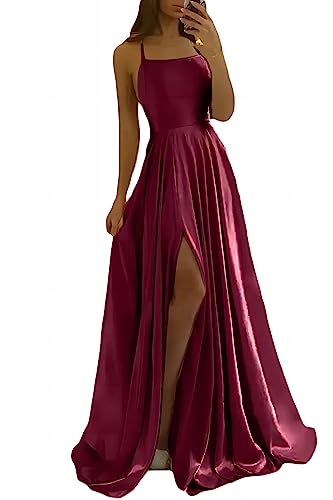 xxxiticat Damen Elegant Lange Ballkleider Satin A-Linie Hochzeitskleid Abendkleider Sexy Neckholder Spaghetti Brautkleid...