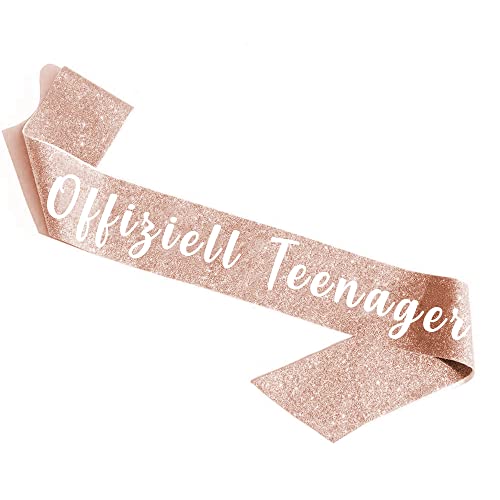 Sterling James Co. Offiziell Teenager Roségold Glitzer Satin Schärpe - 13. Geburtstag lustiges Geschenk Party Zubehör...