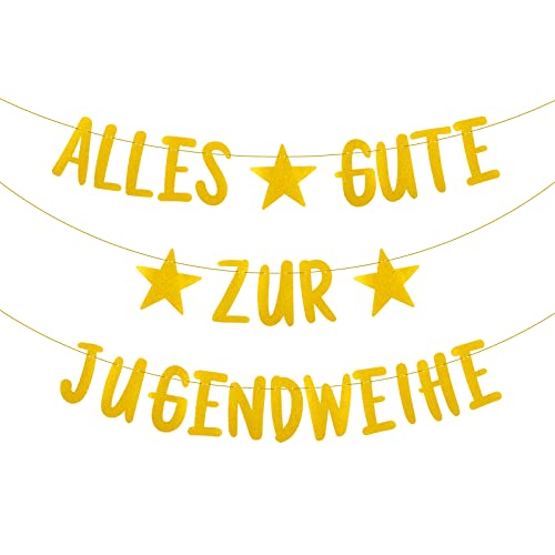 Alles Gute zur Jugendweihe Girlande Glitzer Gold Jugendweihe Deko Banner Papier Hängende Dekoration Geschenkidee zur...