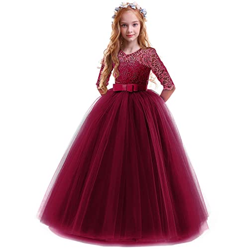 Mädchen ELSA Kleid für 2-14 Jahre Elegante Prinzessin Kleid Blumenmädchenkleider 1/2 Ärmel Ballkleid...