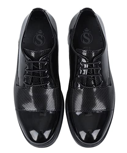 Festliche Lack Schuhe für Jungen zum Schnüren in Schwarz, Größe 35