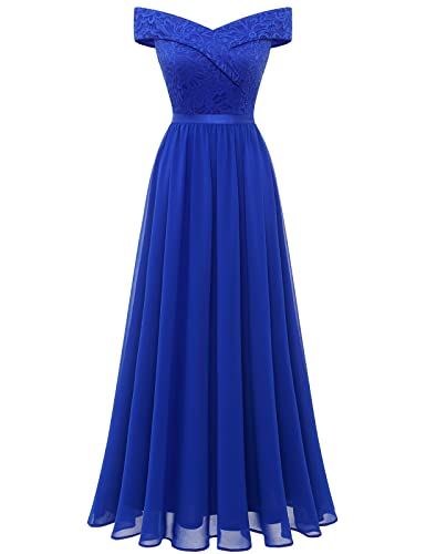 Bbonlinedress Abendkleider lang Elegant Damen Sommerkleid Schulterfrei Spitze Chiffon Hochzeit Kleid Brautjunferkleid...