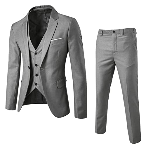 Herren Anzug 3 Teilig Slim Fit Herrenanzug Sakko Weste Hose für Hochzeit Business Regular Fit Anzughose Anzug Weste...