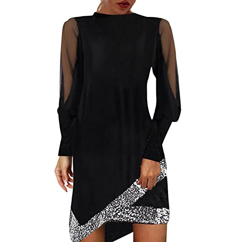 Kleid Damen Partykleid Kleider V-Ausschnitt Chiffon Abendkleider Langarm A-Linien Abendkleid Frauen Festliches...