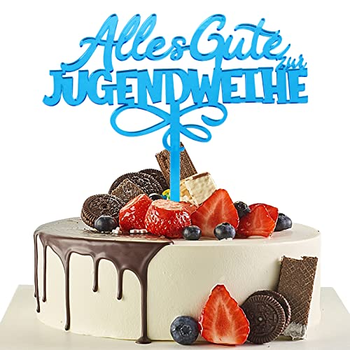 Jugendweihe Tortendeko Alles Gute zur Jugendweihe Cake Topper Blau Tortenstecker Acryl Kuchendekoration Geschenkidee zur...