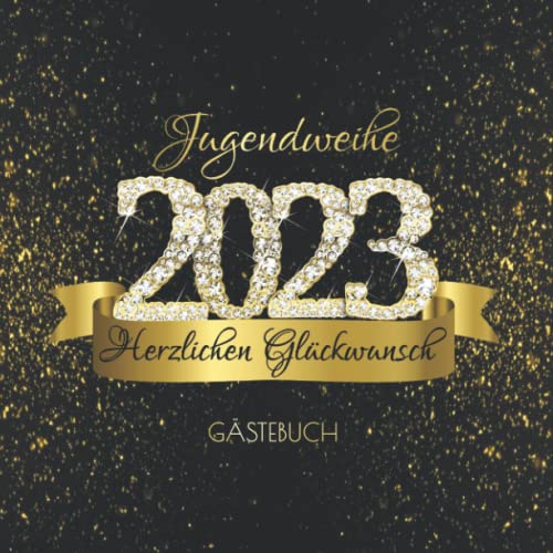 Gästebuch: Zur Jugendweihe I Schwarz Gold Diamant & Banner Design I Geschenke & Festliche Dekoration zur Jugendfeier I...